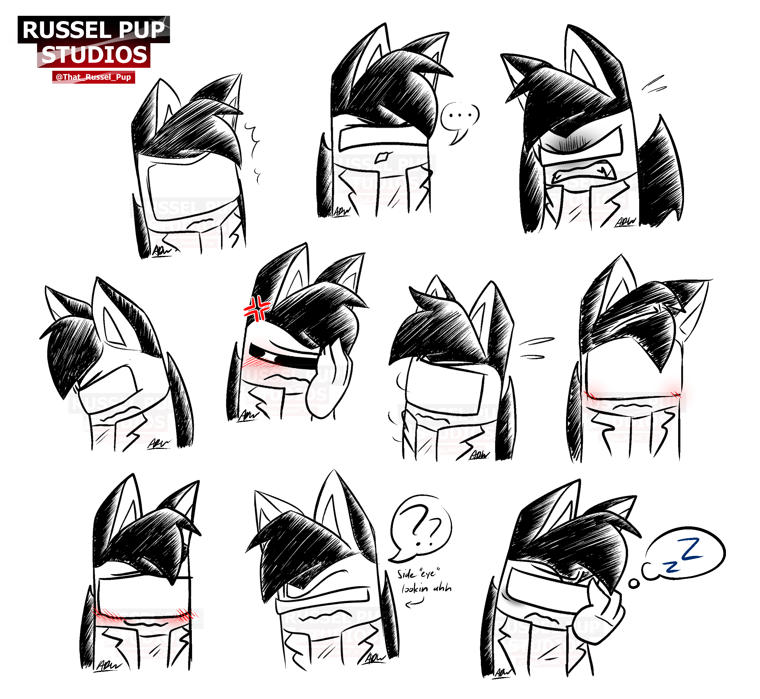 Wolfy practice sketches (remake)